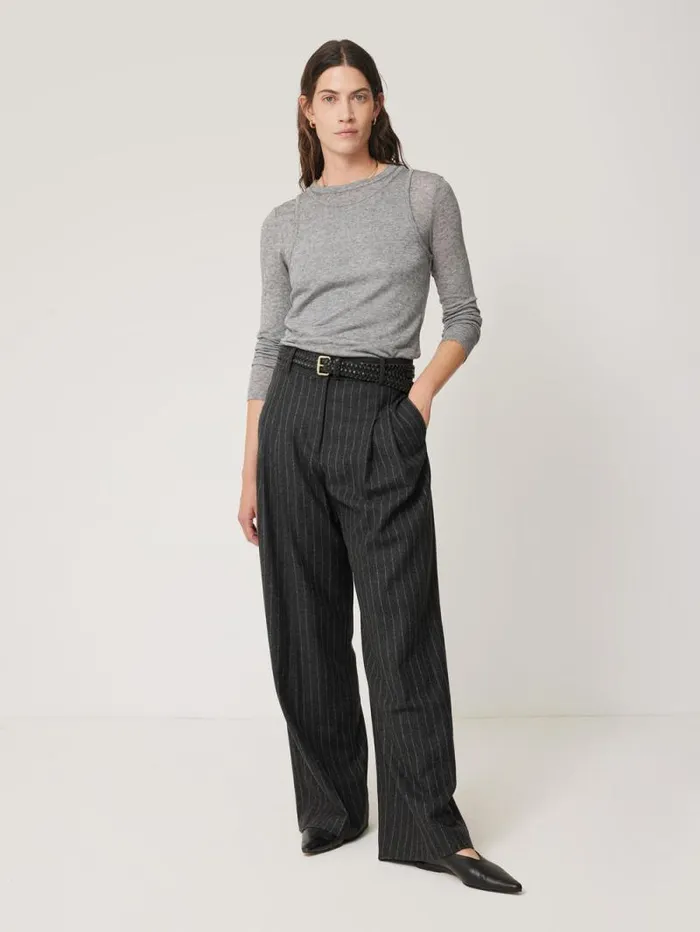Italian Wool Kemp Pinstripe Trouser Grey Women Jigsaw Suits and Tailoring