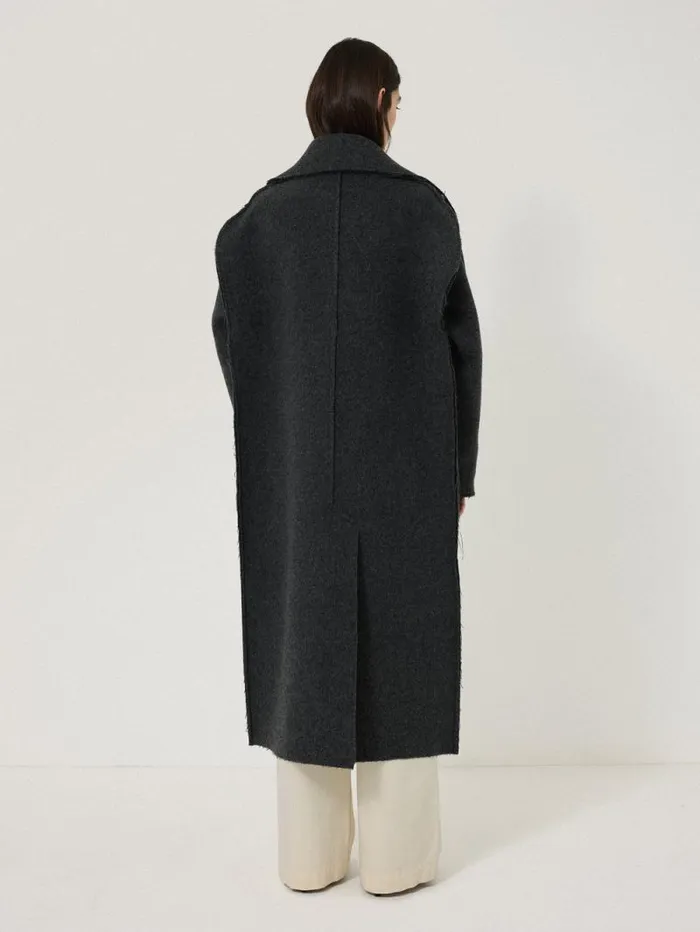 Italian Wool Raw Edge Coat Charcoal Women Jigsaw Coats and Jackets