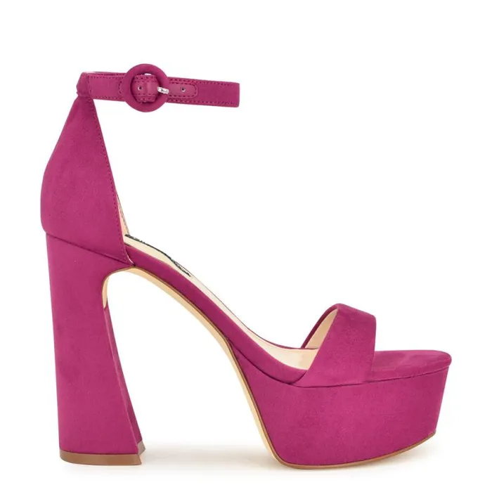 Ivana Ankle Strap Sandals Pink Suede Women Nine West Sandals