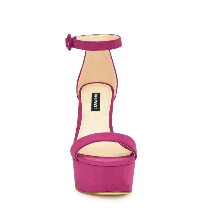 Ivana Ankle Strap Sandals Pink Suede Women Nine West Sandals