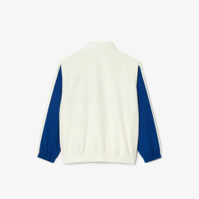 Jackets and Coats Kids Lacoste Kids039 Sweatsuit ZipUp Colorblock Track Jacket White Navy Blue Green Iu6