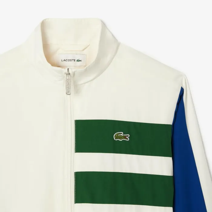 Jackets and Coats Kids Lacoste Kids039 Sweatsuit ZipUp Colorblock Track Jacket White Navy Blue Green Iu6