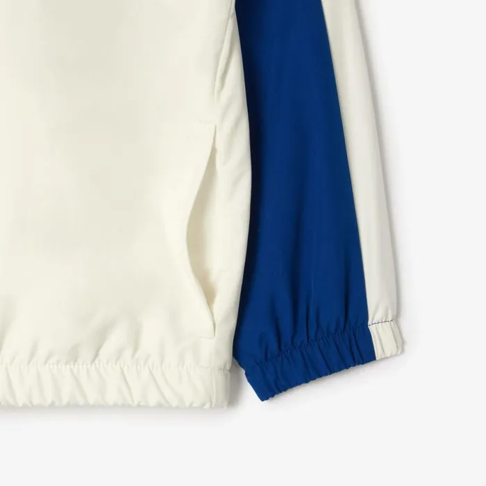 Jackets and Coats Kids Lacoste Kids039 Sweatsuit ZipUp Colorblock Track Jacket White Navy Blue Green Iu6