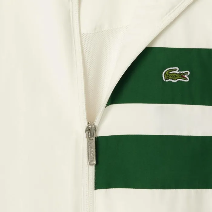 Jackets and Coats Kids Lacoste Kids039 Sweatsuit ZipUp Colorblock Track Jacket White Navy Blue Green Iu6