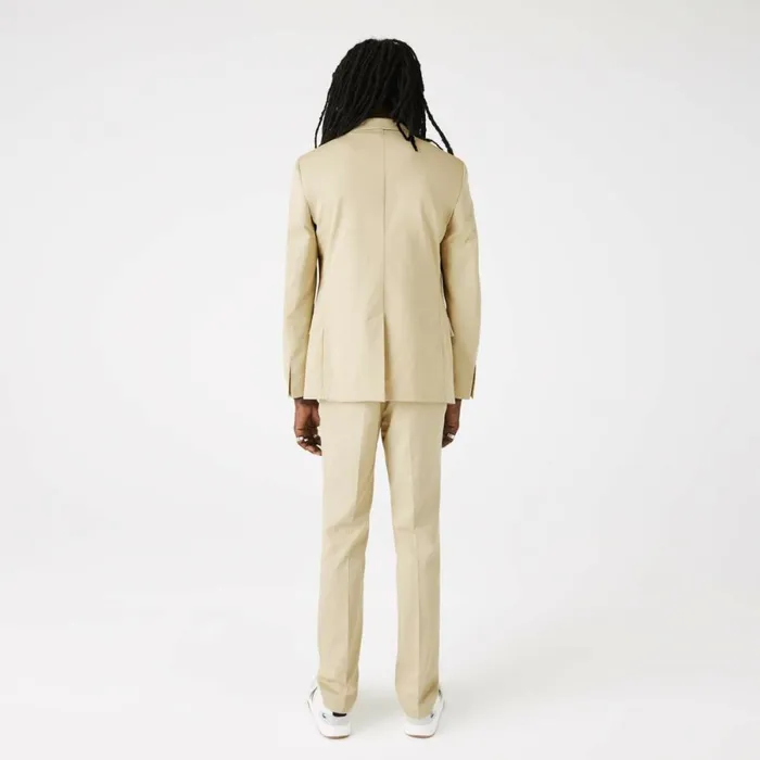 Jackets and Coats Men Lacoste Men039s Cotton And Linen Blend Pleated Blazer Beige 68s