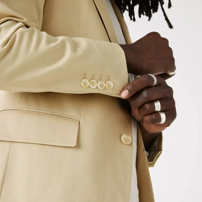 Jackets and Coats Men Lacoste Men039s Cotton And Linen Blend Pleated Blazer Beige 68s