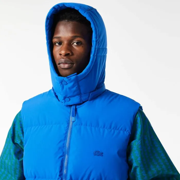 Jackets and Coats Men Lacoste Men039s Qulted Croc Down Vest Blue Siy