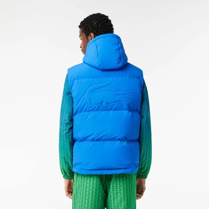Jackets and Coats Men Lacoste Men039s Qulted Croc Down Vest Blue Siy