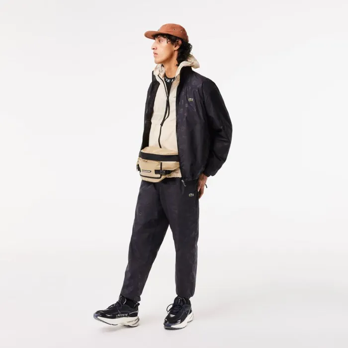 Jackets and Coats Men Lacoste Mens Monogram Print Track Jacket Black 031