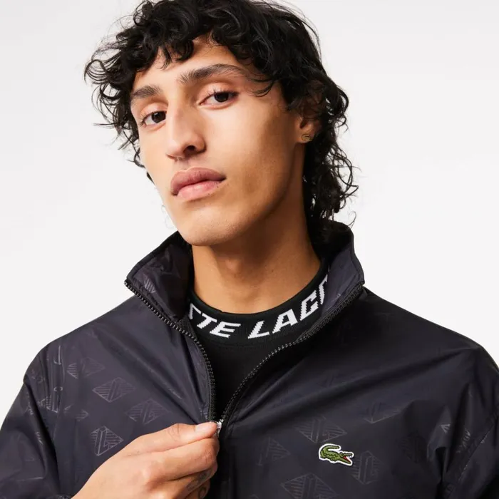 Jackets and Coats Men Lacoste Mens Monogram Print Track Jacket Black 031