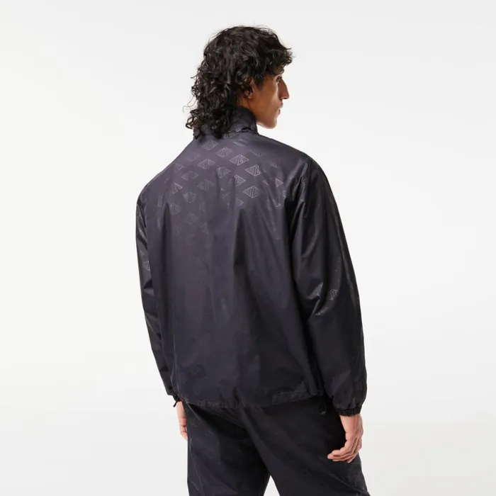 Jackets and Coats Men Lacoste Mens Monogram Print Track Jacket Black 031