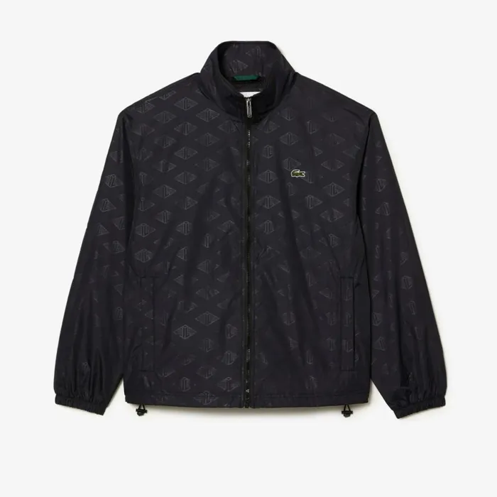 Jackets and Coats Men Lacoste Mens Monogram Print Track Jacket Black 031