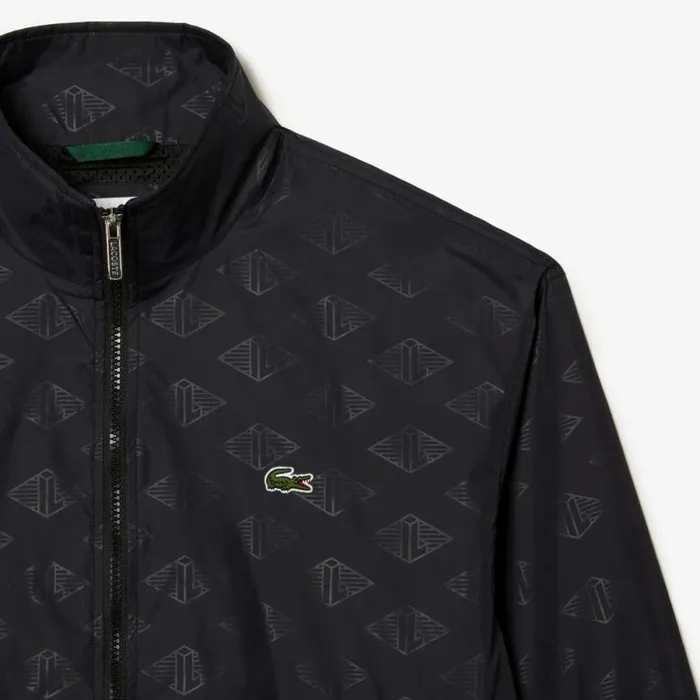 Jackets and Coats Men Lacoste Mens Monogram Print Track Jacket Black 031