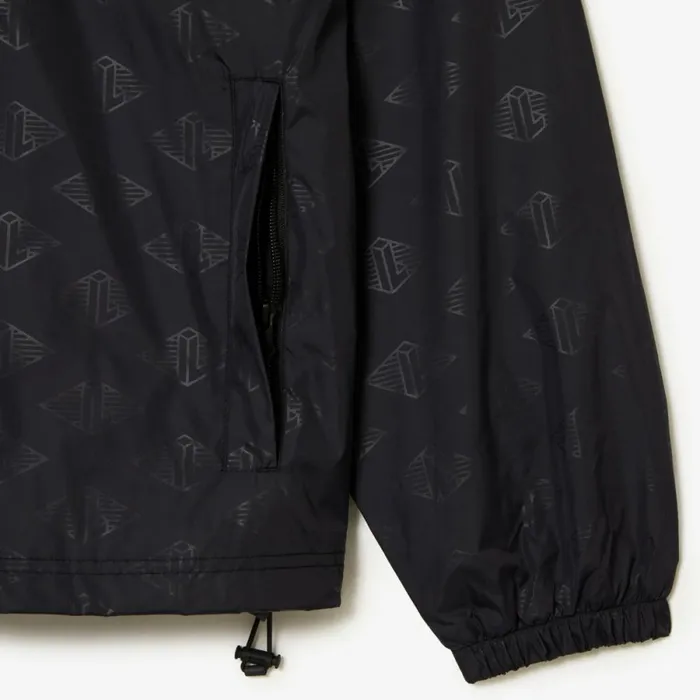 Jackets and Coats Men Lacoste Mens Monogram Print Track Jacket Black 031