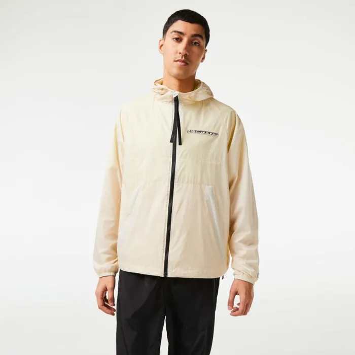 Jackets and Coats Men Lacoste Mens ZipUp Jacket White Black Aj8