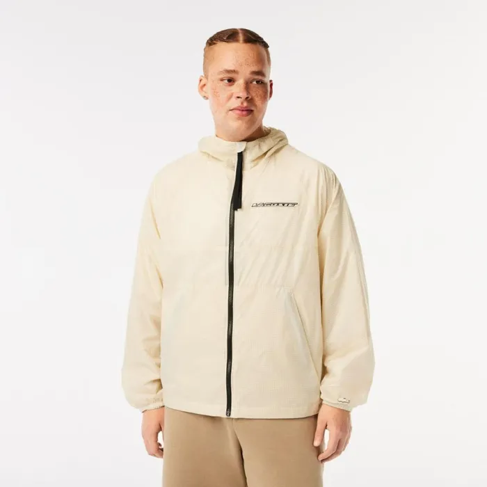 Jackets and Coats Men Lacoste Mens ZipUp Jacket White Black Aj8