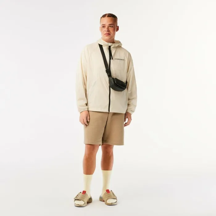 Jackets and Coats Men Lacoste Mens ZipUp Jacket White Black Aj8
