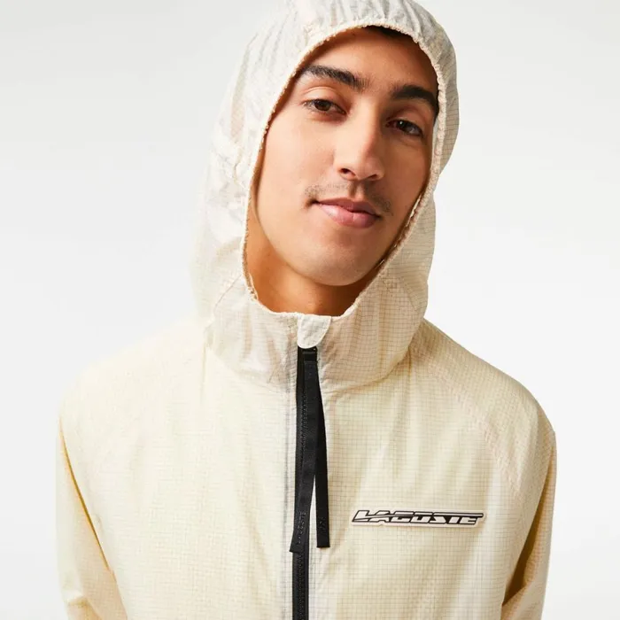 Jackets and Coats Men Lacoste Mens ZipUp Jacket White Black Aj8