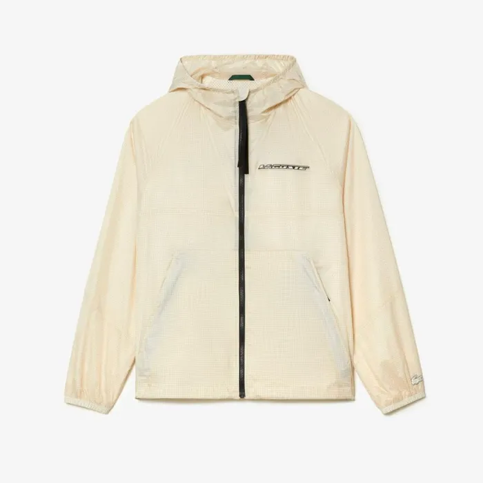Jackets and Coats Men Lacoste Mens ZipUp Jacket White Black Aj8
