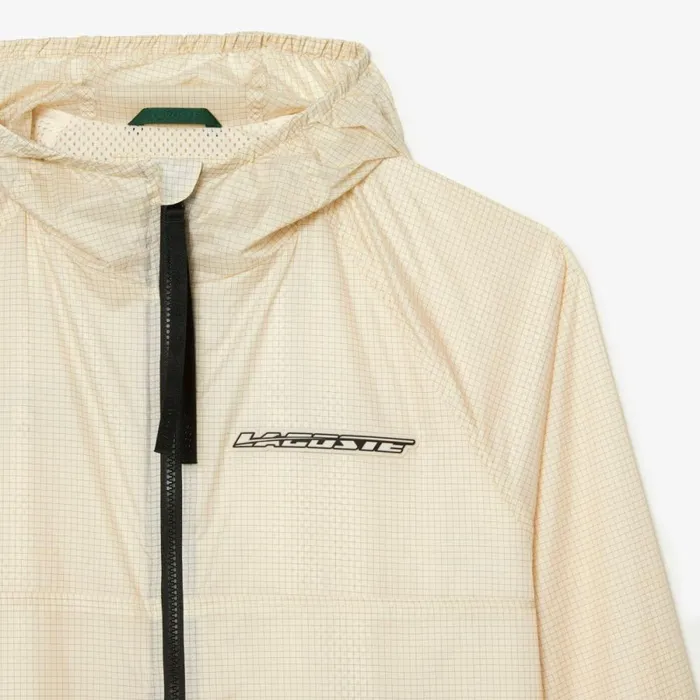 Jackets and Coats Men Lacoste Mens ZipUp Jacket White Black Aj8