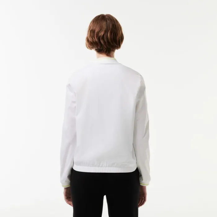 Jackets and Coats Women Lacoste Women039s Recycled Fiber Stretch UltraDry Tennis Jacket White 001