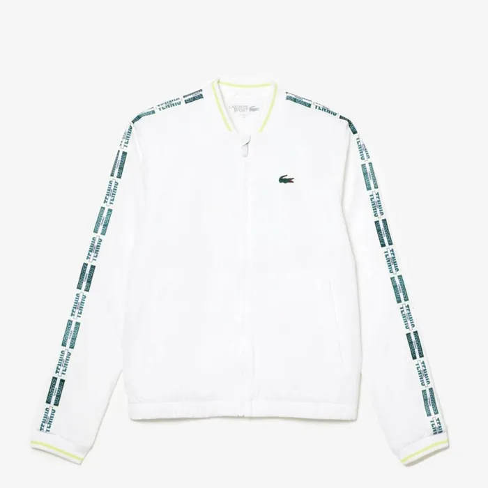 Jackets and Coats Women Lacoste Women039s Recycled Fiber Stretch UltraDry Tennis Jacket White 001