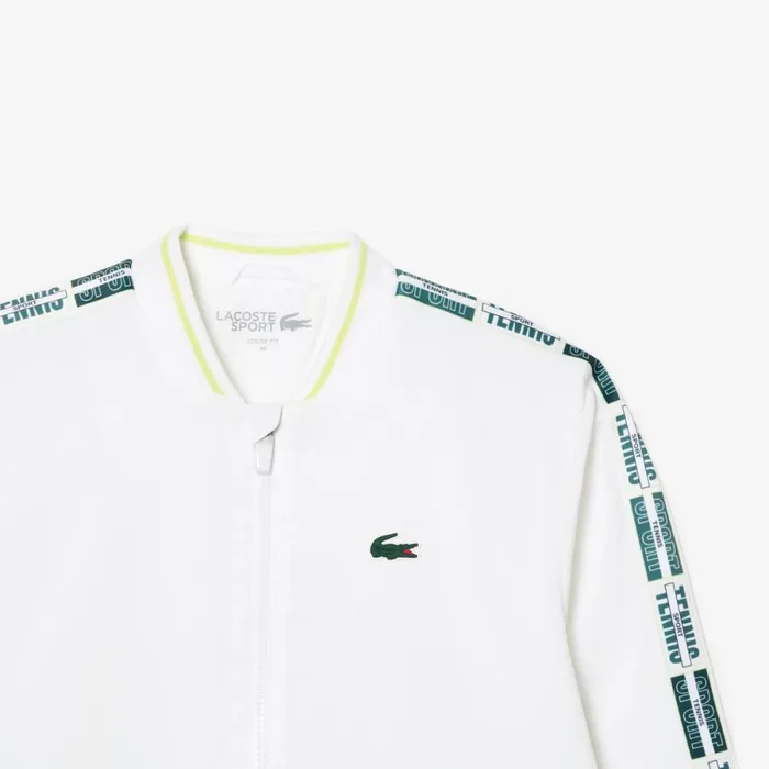 Jackets and Coats Women Lacoste Women039s Recycled Fiber Stretch UltraDry Tennis Jacket White 001