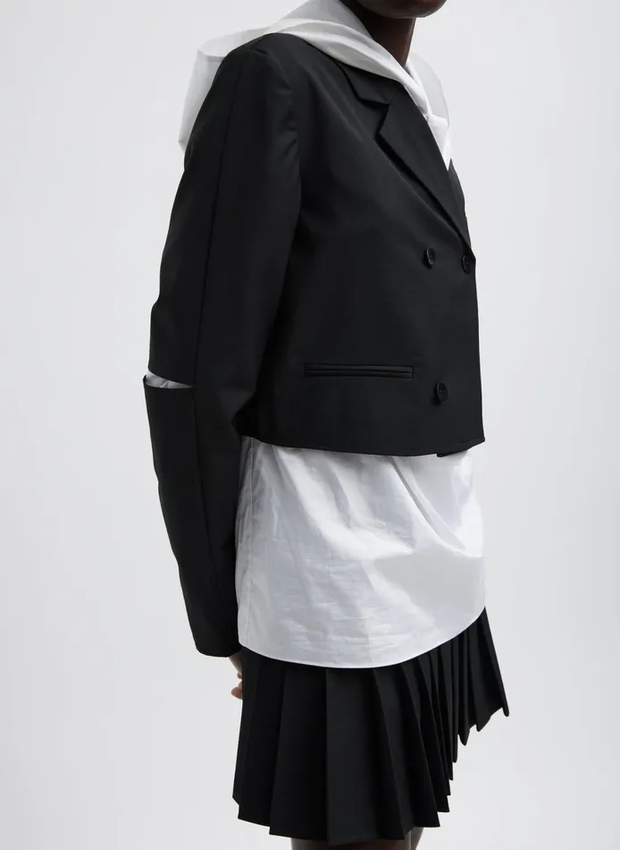 Jackets and Outerwear Women Tibi Tropical Wool Cropped Lean Double Breasted Shirt Jacket
