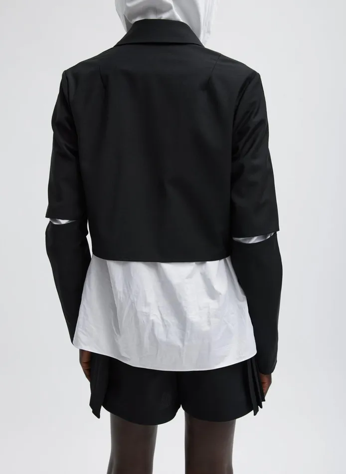 Jackets and Outerwear Women Tibi Tropical Wool Cropped Lean Double Breasted Shirt Jacket