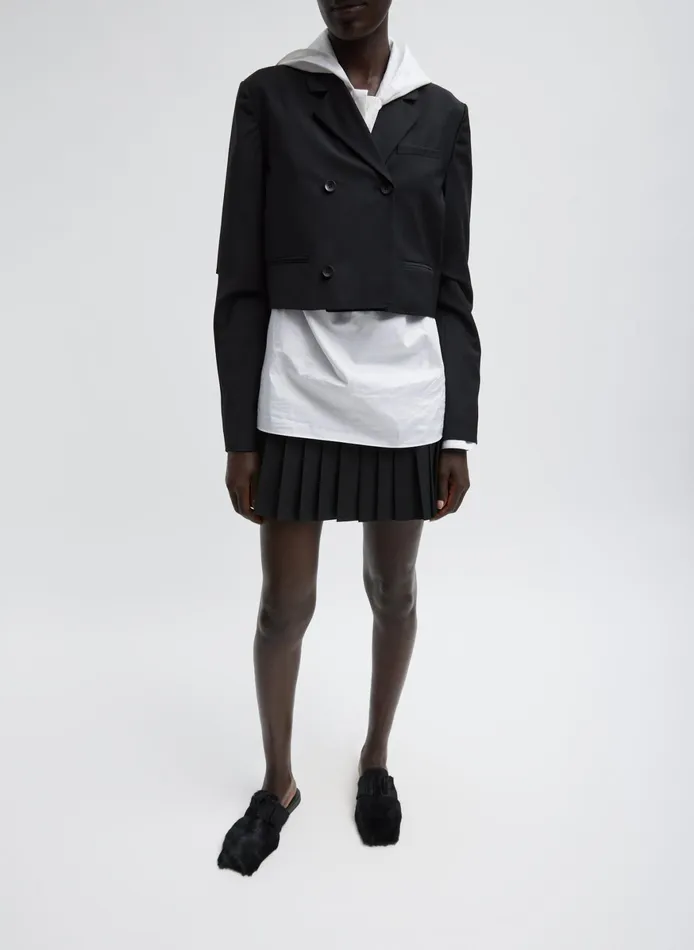 Jackets and Outerwear Women Tibi Tropical Wool Cropped Lean Double Breasted Shirt Jacket