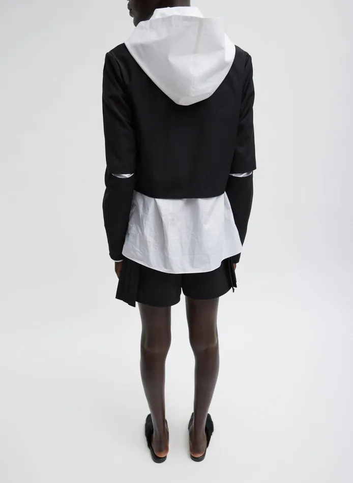 Jackets and Outerwear Women Tibi Tropical Wool Cropped Lean Double Breasted Shirt Jacket