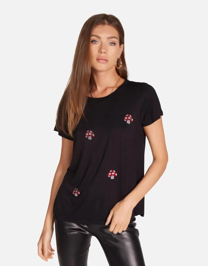 Janie Crystal Mushrooms Black Women Lauren Moshi Short Sleeve