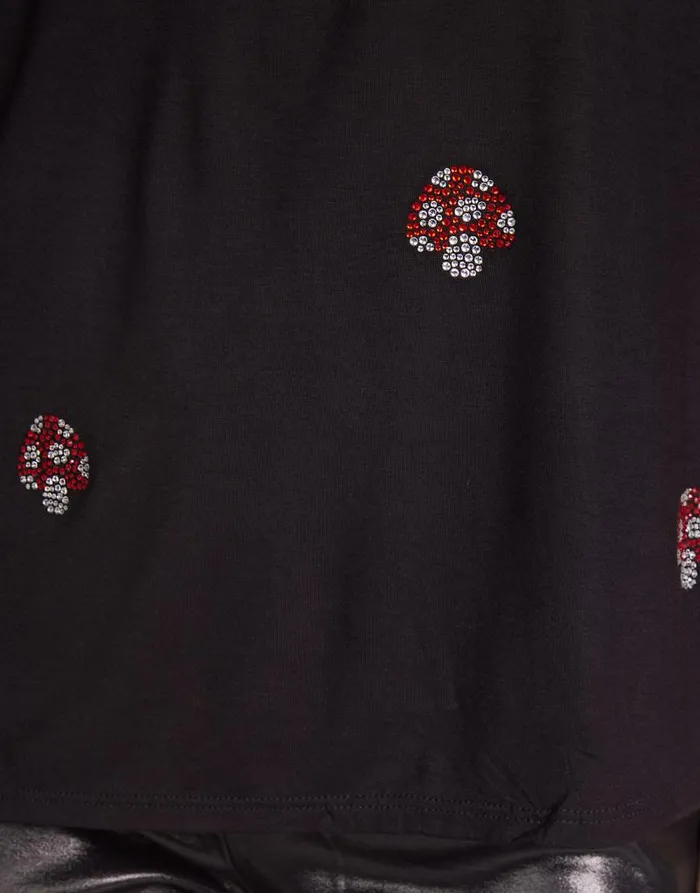 Janie Crystal Mushrooms Black Women Lauren Moshi Short Sleeve