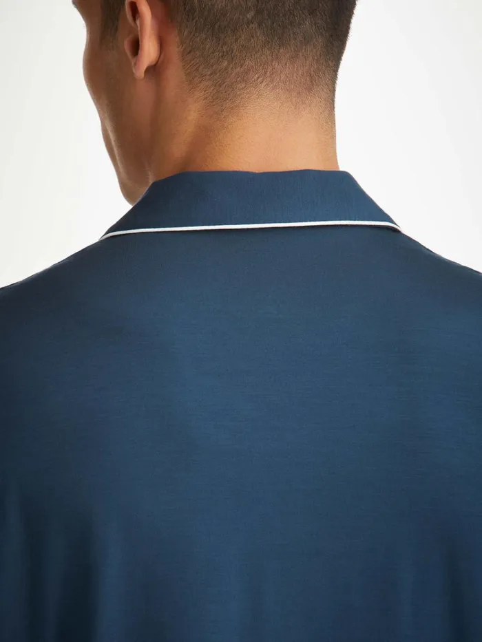 Jersey Pajamas Men Derek Rose Pajamas Basel Micro Modal Stretch Navy