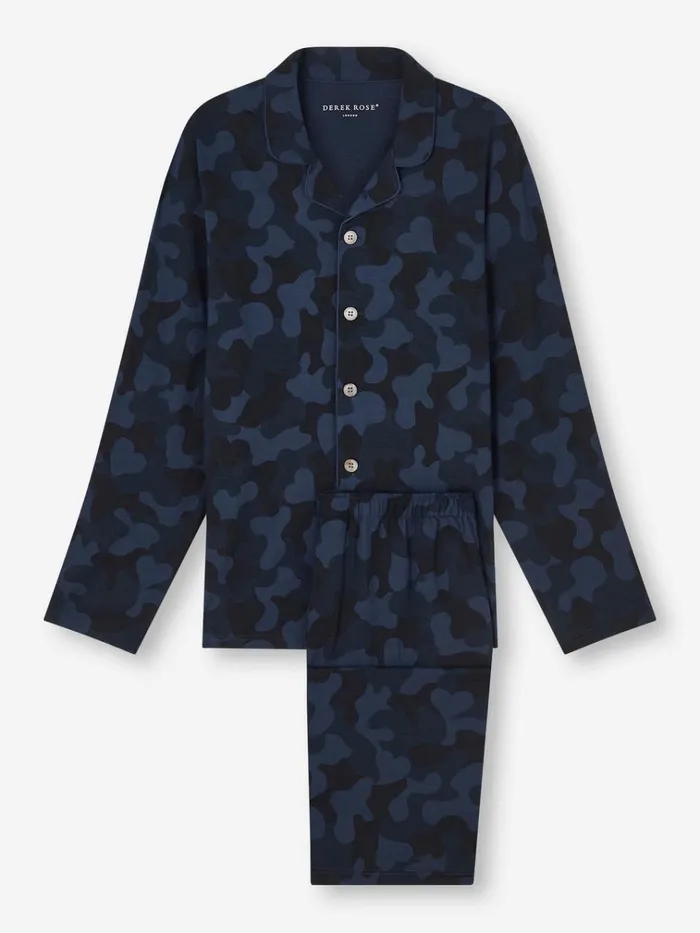 Jersey Pajamas Men Derek Rose Pajamas London 11 Micro Modal Navy