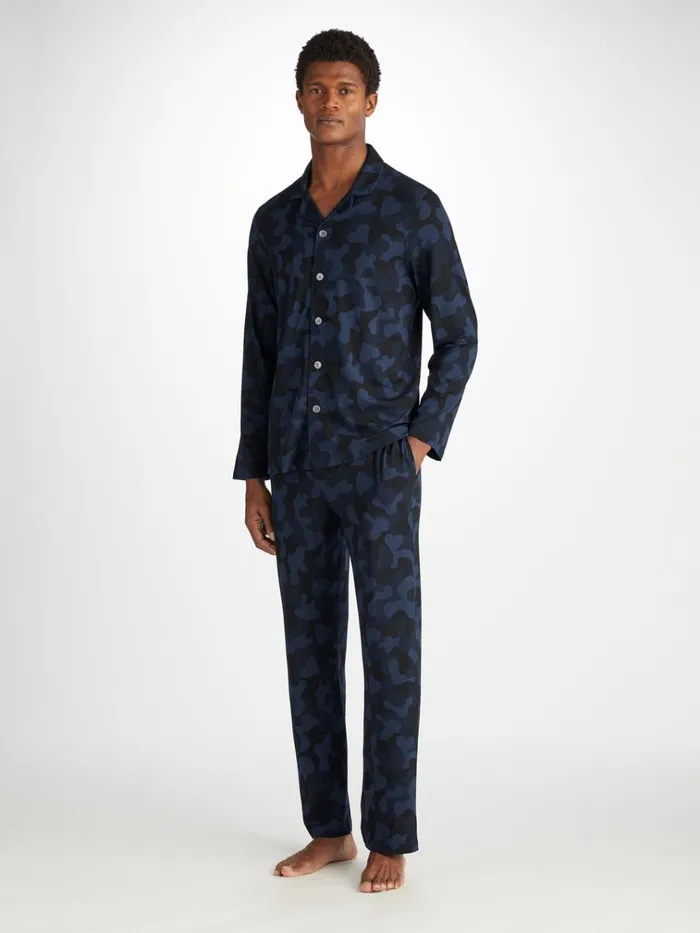 Jersey Pajamas Men Derek Rose Pajamas London 11 Micro Modal Navy