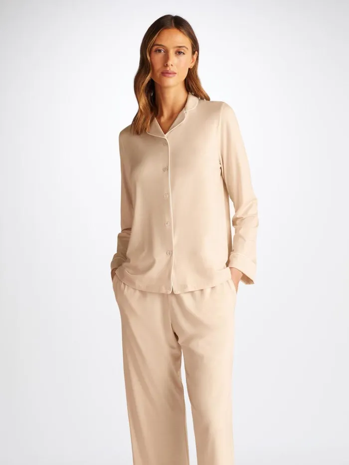 Jersey Pajamas Women Derek Rose Pajamas Lara Micro Modal Stretch Cream