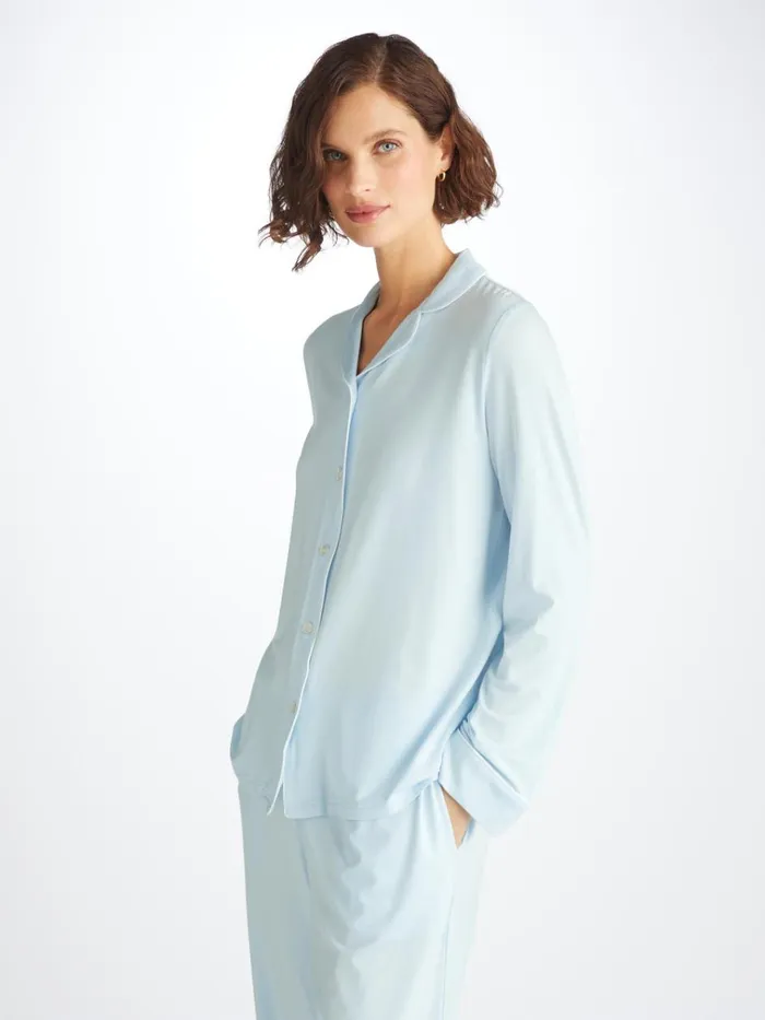 Jersey Pajamas Women Derek Rose Pajamas Lara Micro Modal Stretch Ice Blue
