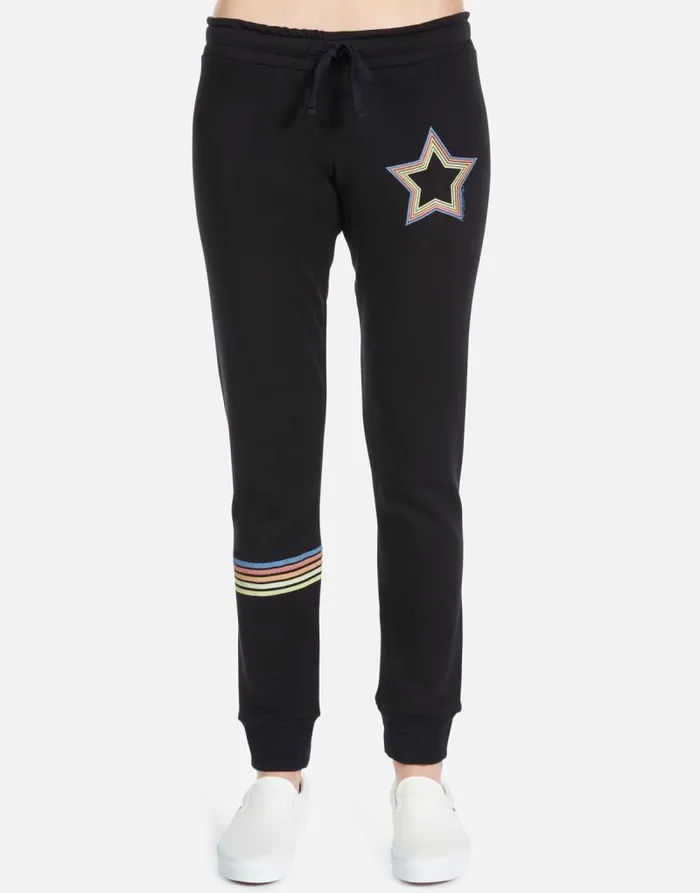 Jess Rainbow Star Black Women Lauren Moshi Long Sweatpants