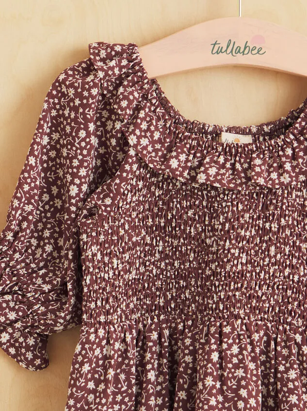 Jessa Floral Ruffle Neck Dress Brown Girl Altar039d State Dresses