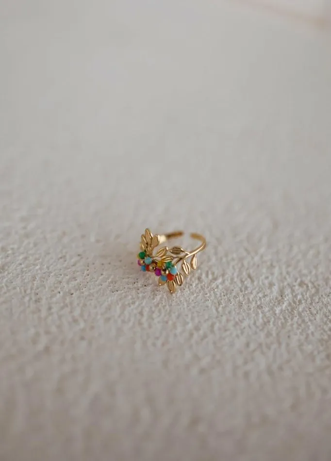 Jewelry and Accessories Rings Easy Clothes Golden Leaf Ring With MultiColored Pearls