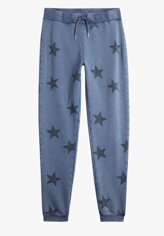 Joggers and Leggings Women Hush Washed Printed Joggers Washed Navy Blue Star