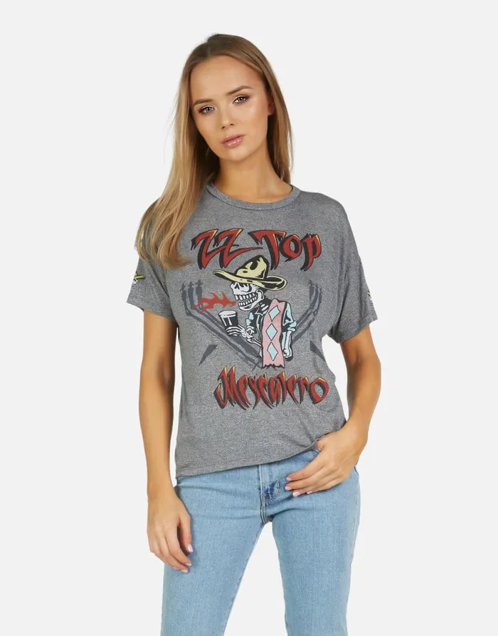 Jolene ZZ Top Heather Grey Women Lauren Moshi Short Sleeve