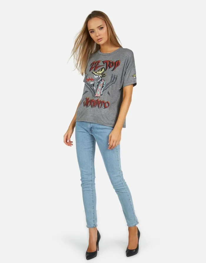Jolene ZZ Top Heather Grey Women Lauren Moshi Short Sleeve