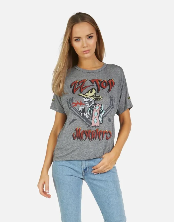 Jolene ZZ Top Heather Grey Women Lauren Moshi Short Sleeve