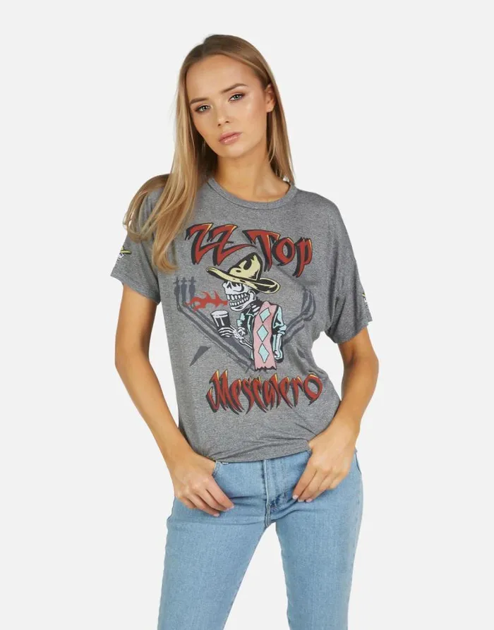 Jolene ZZ Top Heather Grey Women Lauren Moshi Short Sleeve