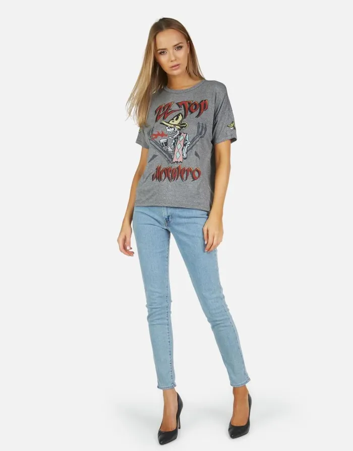 Jolene ZZ Top Heather Grey Women Lauren Moshi Short Sleeve