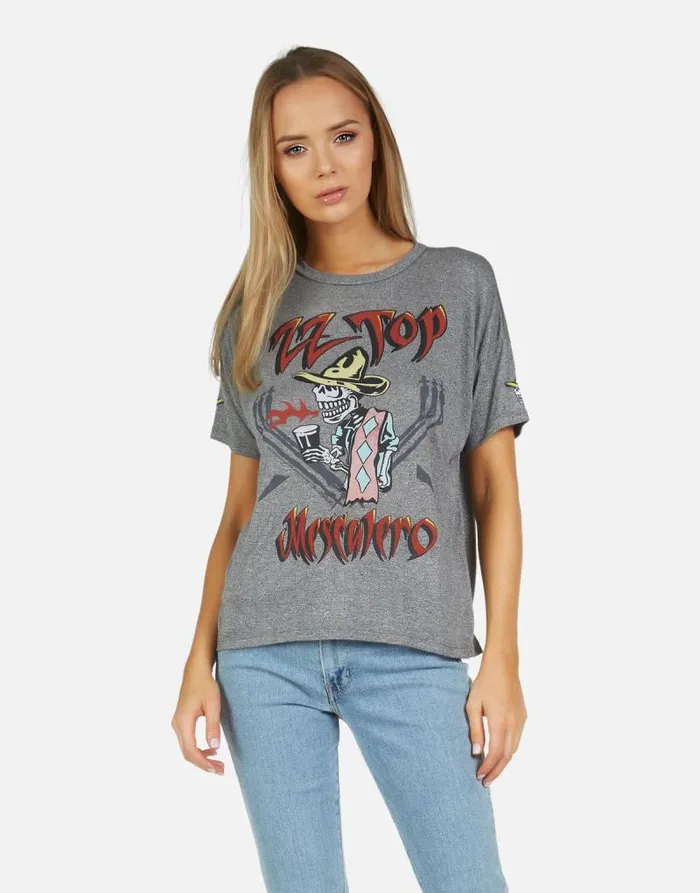 Jolene ZZ Top Heather Grey Women Lauren Moshi Short Sleeve