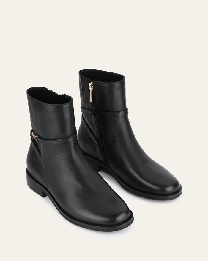 jomercer FLAT BOOTS Women Gilbert flat ankle boots black leather jomercer FLAT BOOTS Women Gilbert flat ankle boots black leather