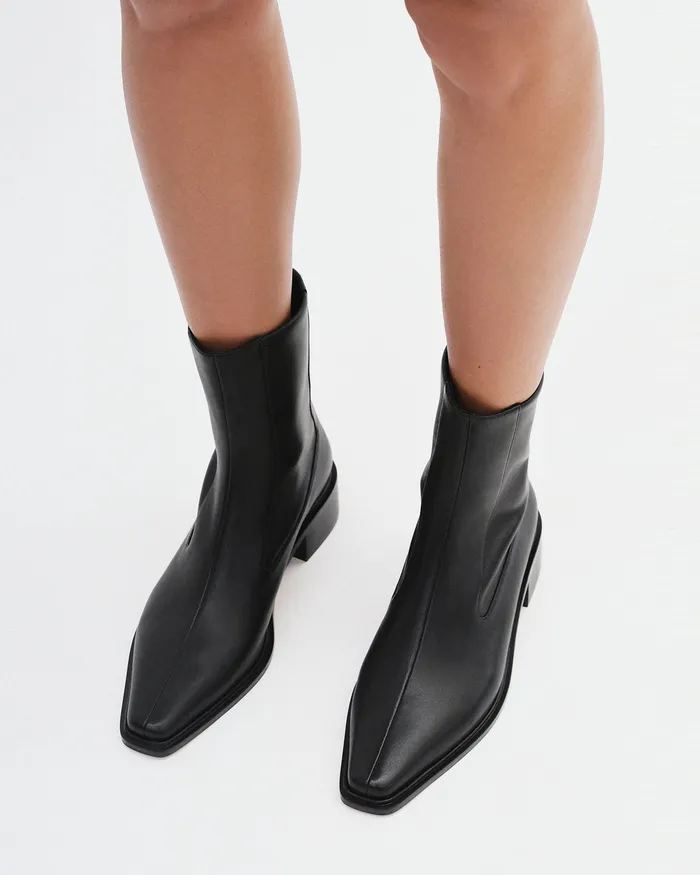 jomercer Olympia flat ankle boots black leather Women FLAT BOOTS